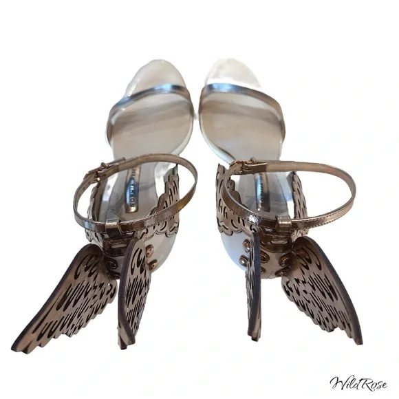SOPHIA WEBSTER Evangeline Rose Gold & White Angel Wing Heels SZ 39